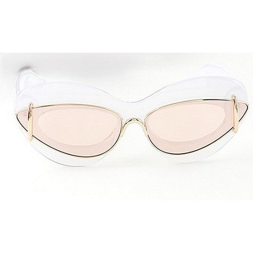 100-HS2190 Avant-Garde Gold Trim Cat Eye Shades in White