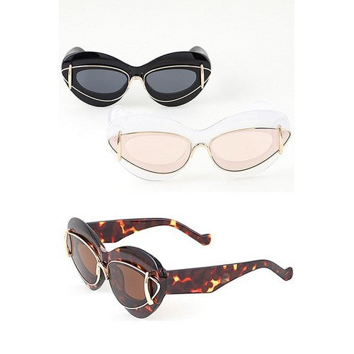 Avant-Garde Gold Trim Cat Eye Shades in White