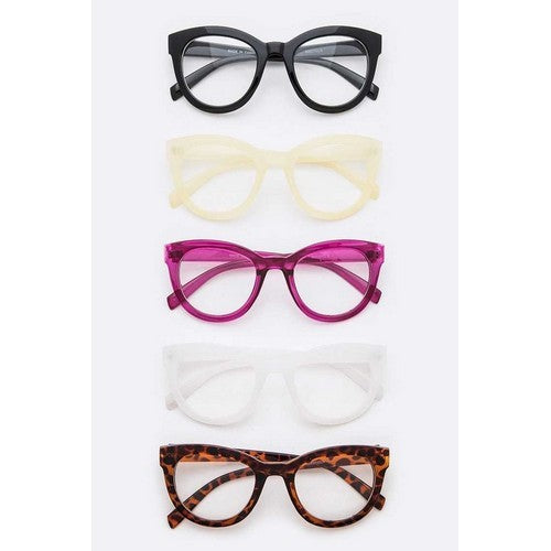 Classic Round Clear Lens Shades in Pink