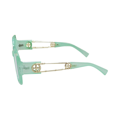 Wheel Emblem Arm Shades in Turquoise Clear Lens