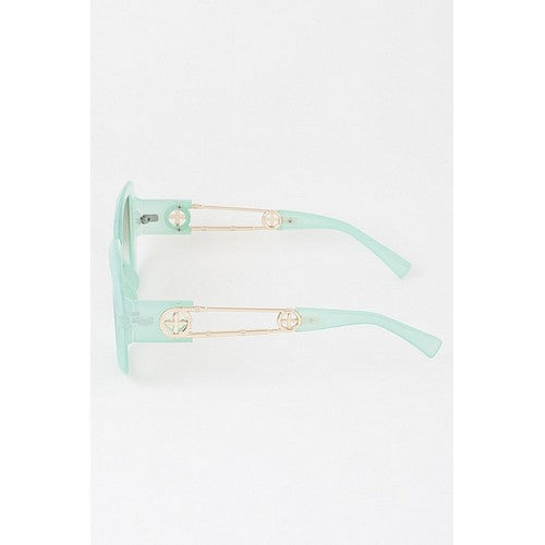 AM89476 Wheel Emblem Arm Shades in Turquoise Dark Lens