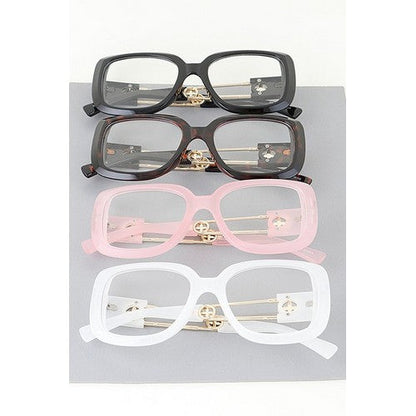 Wheel Emblem Arm Shades in Pink Clear Lens