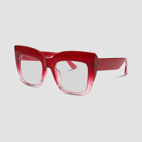 Oversize Clear Lens Shades in Red