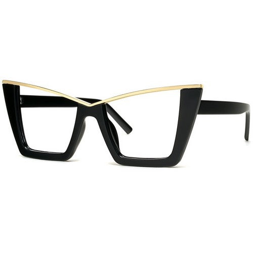 Cat Eye Metal Trim Shades in Gold on Black