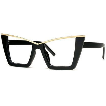 Cat Eye Metal Trim Shades in Gold on Black