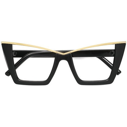 Cat Eye Metal Trim Shades in Gold on Black