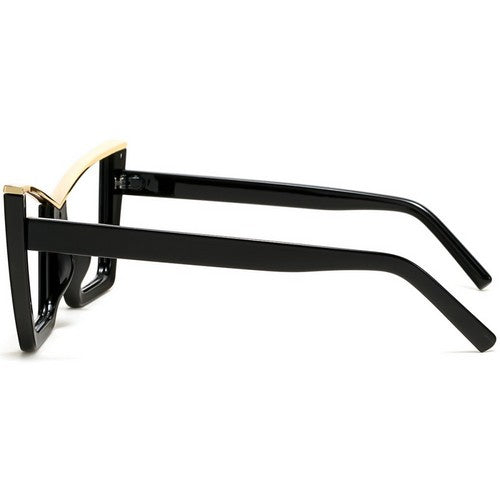 Cat Eye Metal Trim Shades in Gold on Black