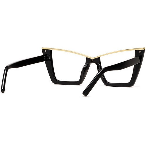 Cat Eye Metal Trim Shades in Gold on Black