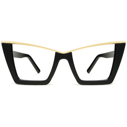 Cat Eye Metal Trim Shades in Gold on Black