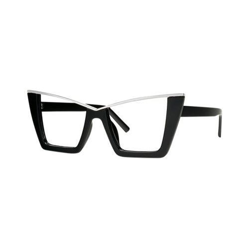 Cat Eye Metal Trim Shades in Silver on Black