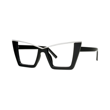 Cat Eye Metal Trim Shades in Silver on Black