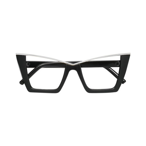 Cat Eye Metal Trim Shades in Silver on Black