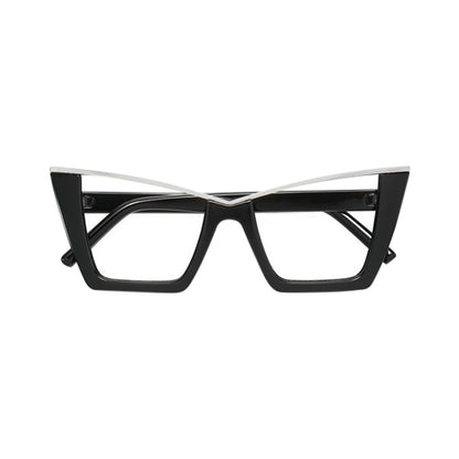 Cat Eye Metal Trim Shades in Silver on Black