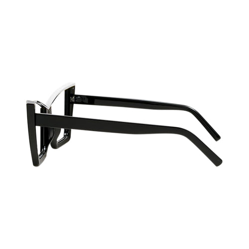 Cat Eye Metal Trim Shades in Silver on Black