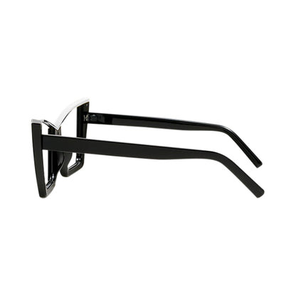Cat Eye Metal Trim Shades in Silver on Black