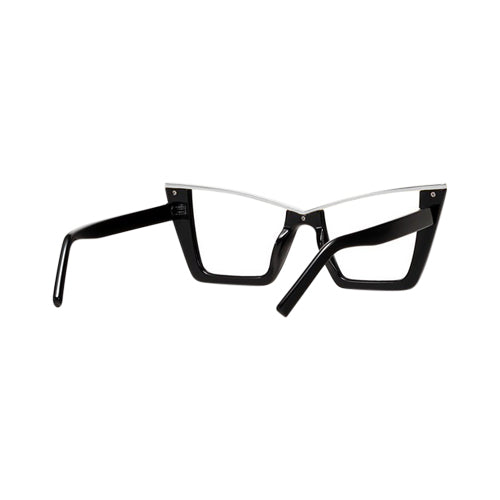 Cat Eye Metal Trim Shades in Silver on Black