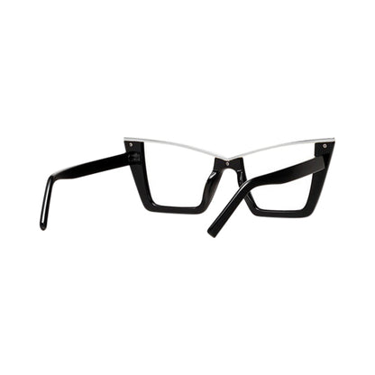 Cat Eye Metal Trim Shades in Silver on Black