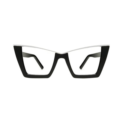 Cat Eye Metal Trim Shades in Silver on Black