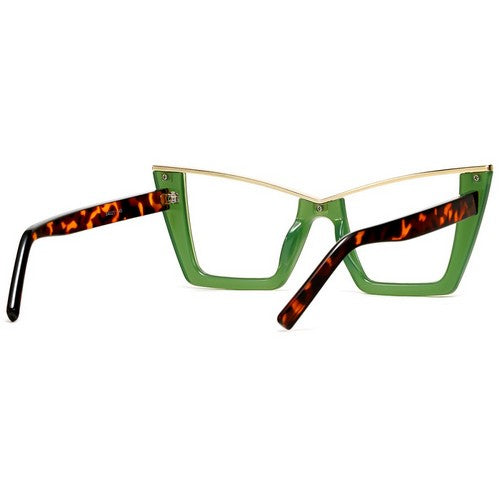 Cat Eye Metal Trim Shades in Green