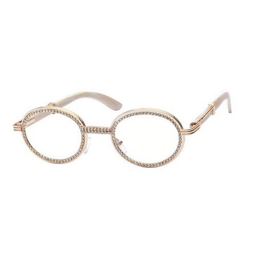 F5277S Rhinestone Rim Round Shades in Clear