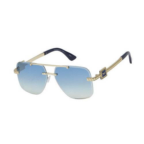 F5485E Rimless Wings Aviator Shades in Blue