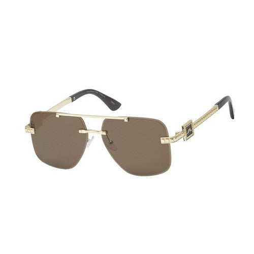 F5485E Rimless Wings Aviator Shades in Brown