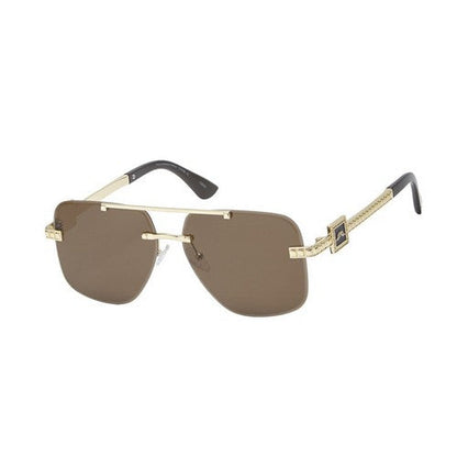 F5485E Rimless Wings Aviator Shades in Brown