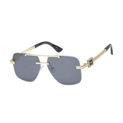 F5485E Rimless Wings Aviator Shades in Grey/Gold