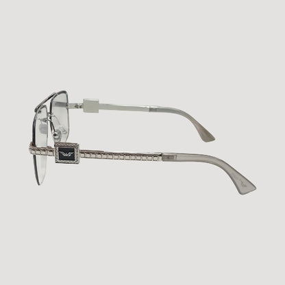 Rimless Wings Aviator Shades in Grey/Silver