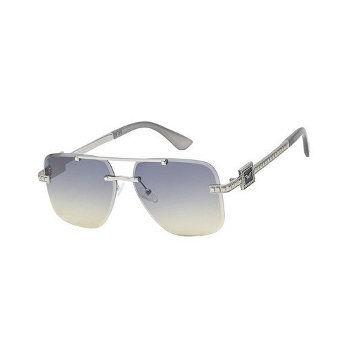 F5485E Rimless Wings Aviator Shades in Grey/Silver