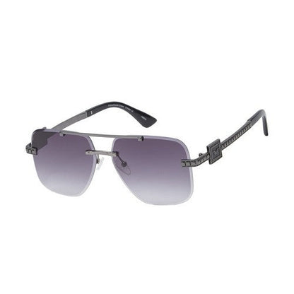 F5485E Rimless Wings Aviator Shades in Purple
