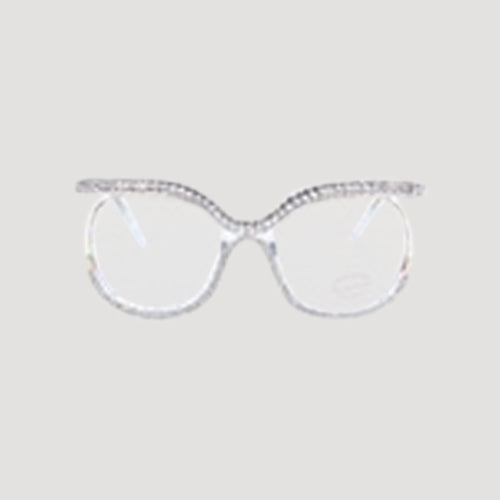 Rhinestone Rim Blue Light Blocking Clear Lens Shades in Blue Light Blocking Clear