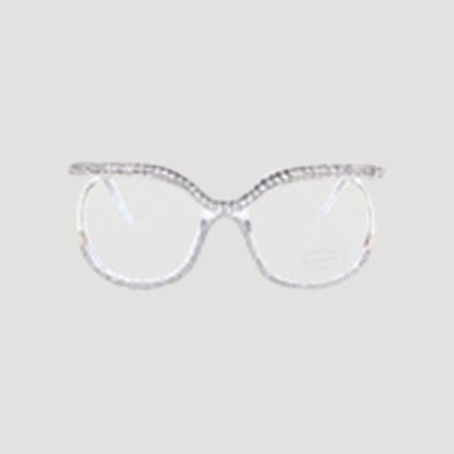 Rhinestone Rim Blue Light Blocking Clear Lens Shades in Blue Light Blocking Clear