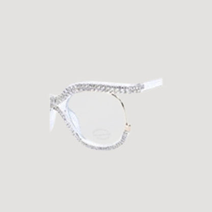 Rhinestone Rim Blue Light Blocking Clear Lens Shades in Blue Light Blocking Clear