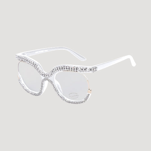 P10940BLB Rhinestone Rim Clear Lens Shades in Clear