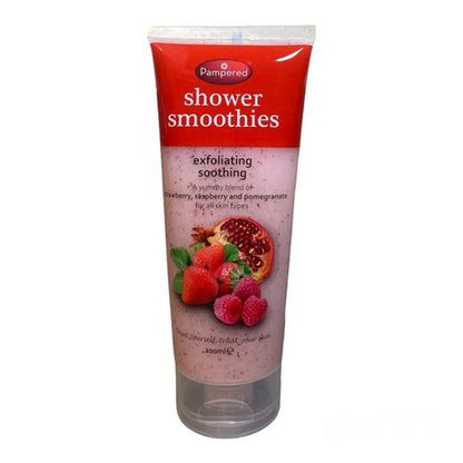 Pampered Shower Smoothies Exfoliating Soothing Scrub 200ml in Strawberry, Raspberry & Pomegranate