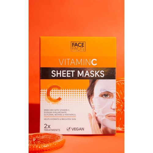 SCS09359 Face Facts Vitamin C Sheet Masks - 2 Treatments 