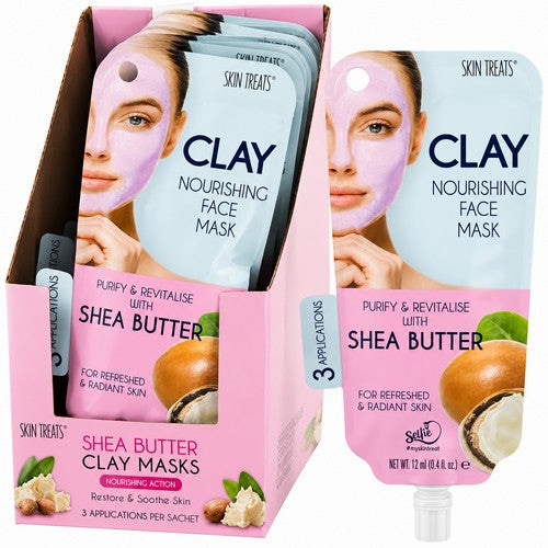 ST-CM-SB Skin Treats Clay Shea Butter Nourishing Face Masks 3 Applications