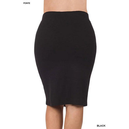 Plus Ponte Basic Knee Skirt in Black