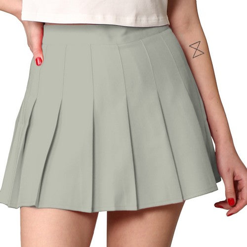 Pleated Mini Netball Skirt with Shorts Lining in Grey