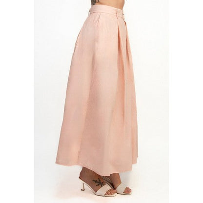 Belted Pleated Balloon Skirt in Blush