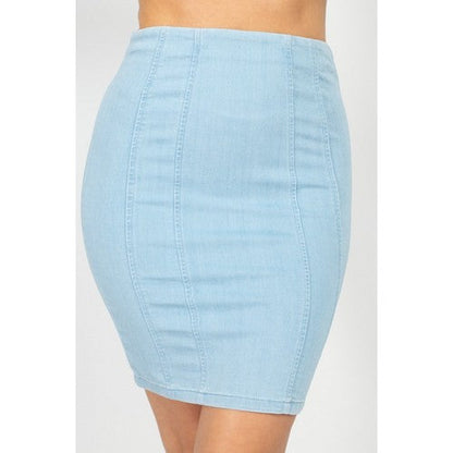 Denim Pencil Skirt in Light Denim