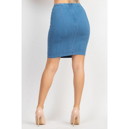 Denim Pencil Skirt in Medium Denim