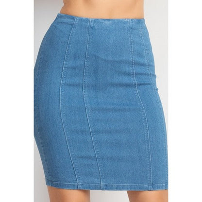 Denim Pencil Skirt in Medium Denim
