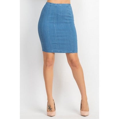 HMS40560 Denim Pencil Skirt in Medium Denim