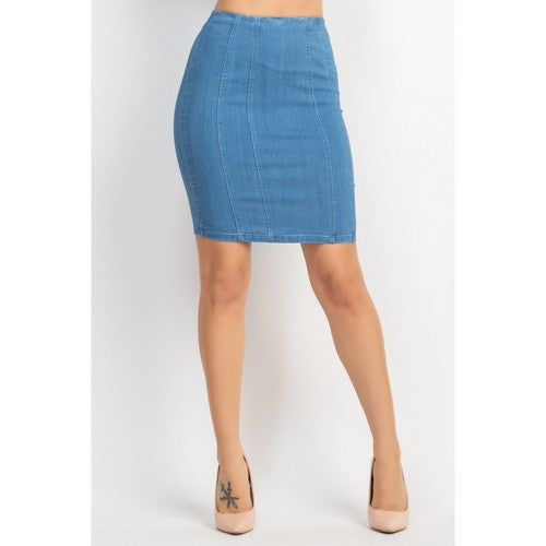 HMS40560 Denim Pencil Skirt in Medium Denim