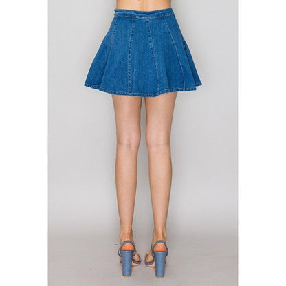 Skater Mini Skirt in Medium Denim