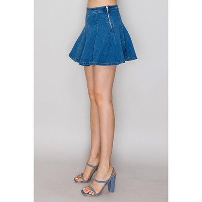 Skater Mini Skirt in Medium Denim