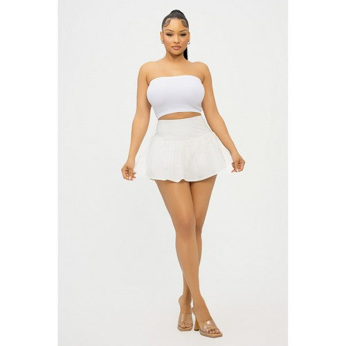 Fit & Flare Mini Skort Tennis Skirt in White