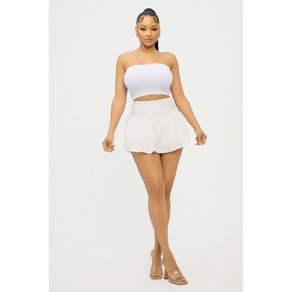 Fit & Flare Mini Skort Tennis Skirt in White